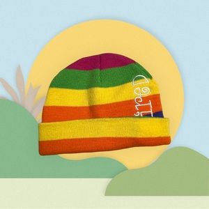 Inspired colorful knit beanie